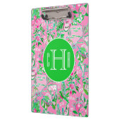 テキサス州の地図ピンクとグリーン名門私立校風のパターモノグラムのン クリップボード (左)