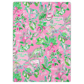 テキサス州の地図ピンクとグリーン名門私立校風のパターモノグラムのン クリップボード (裏面)