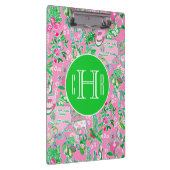 テキサス州の地図ピンクとグリーン名門私立校風のパターモノグラムのン クリップボード (右)