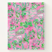 テキサス州の地図ピンクとグリーン名門私立校風のパターモノグラムのン ノートブック (裏面)