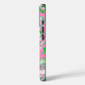 テキサス州の地図ピンクとグリーン名門私立校風のパターモノグラムのン Case-Mate iPhoneケース (裏面 / 左)