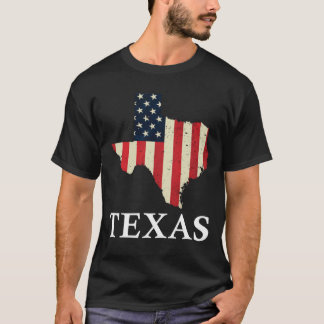 テキサス州の地図州アメリカ国旗7月プライド4日 Tシャツ