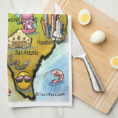 テキサス州の地図 キッチンタオル (四つ折り)