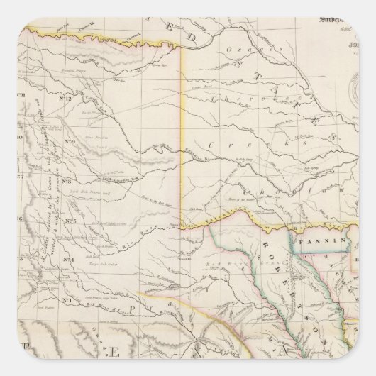 テキサス州の地図 スクエアシール (正面)