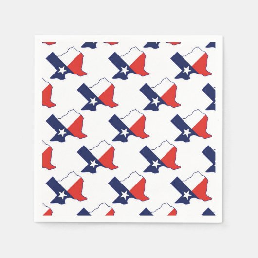 テキサス州の地図 スタンダードカクテルナプキン (正面)