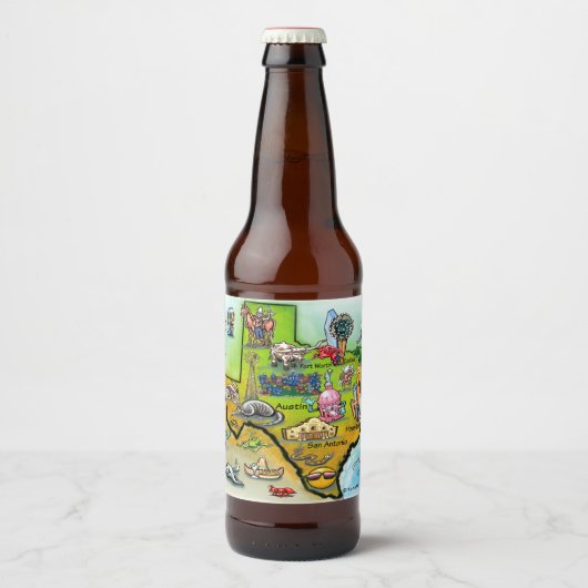 テキサス州の地図 ビールラベル (正面)