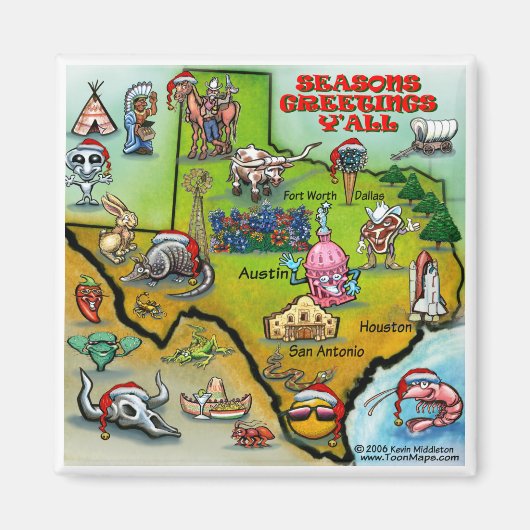テキサス州の地図 マグネット (正面)