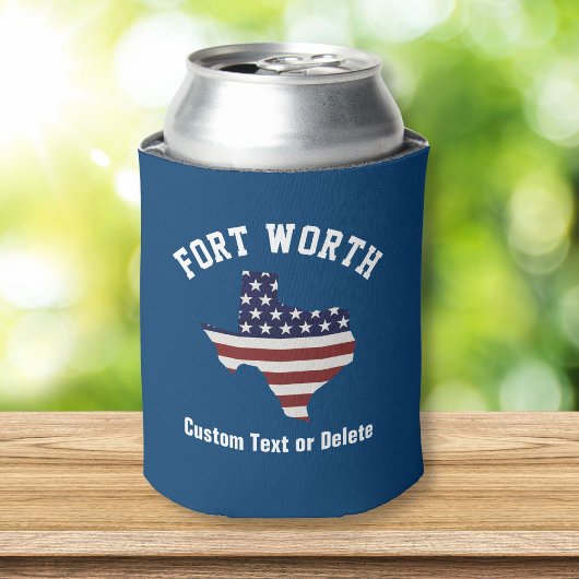 テキサス州の地図 |愛国的な米国国旗 |お住まいの地域または文字 缶クーラー