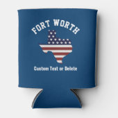 テキサス州の地図 |愛国的な米国国旗 |お住まいの地域または文字 缶クーラー (正面)