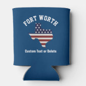 テキサス州の地図 |愛国的な米国国旗 |お住まいの地域または文字 缶クーラー (裏面)