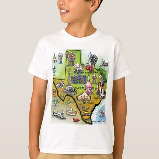 テキサス州の地図 Tシャツ (正面)