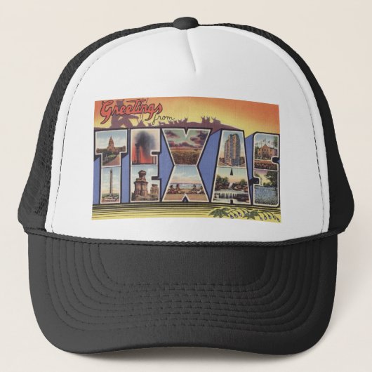 テキサス州の大きい手紙のヴィンテージのテーマからのGreetins キャップ (正面)