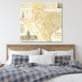 テキサス州の大規模郡・鉄道地図 キャンバスプリント (インサイチュ (寝室))