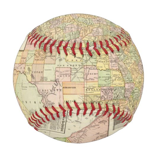 テキサス州の大規模郡・鉄道地図 野球ボール (裏面)