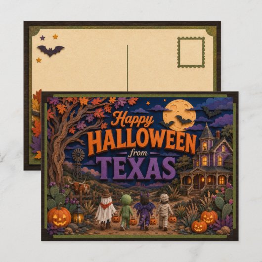 テキサス州の子供たちからハッピーハロウィン ポストカード (正面/裏面)