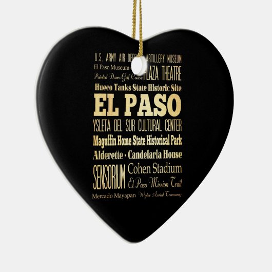 テキサス州の州のタイポグラフィの芸術のエルパソ都市 セラミックオーナメント (右)
