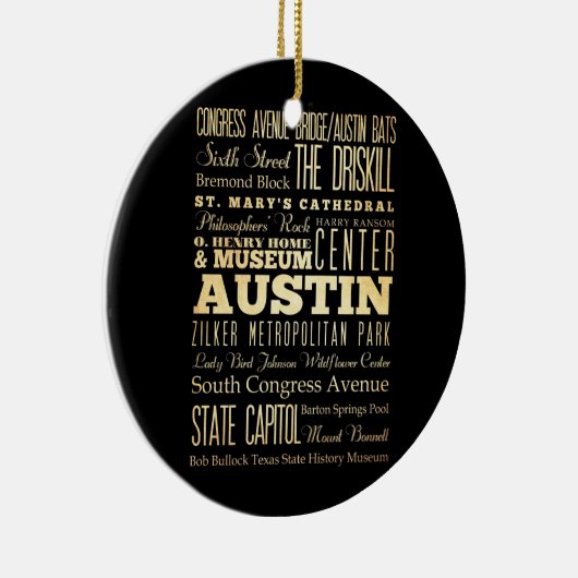 テキサス州の州のタイポグラフィの芸術のオースティン都市 セラミックオーナメント (右)