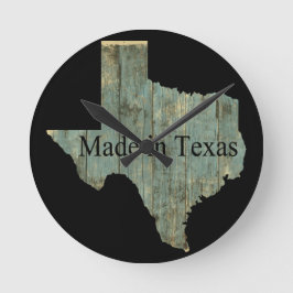 テキサス州の州の地図の険しい製材柱時計 ラウンド壁時計
