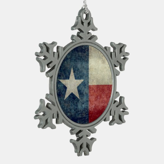 テキサス州の州の旗のヴィンテージのピューターの雪片のオーナメント スノーフレークピューターオーナメント (左)