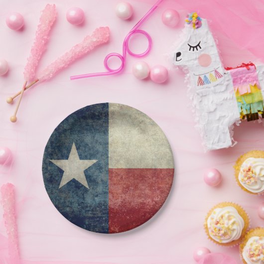 テキサス州の州の旗のヴィンテージのレトロのスタイルの紙皿 ペーパープレート (パーティー)