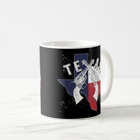 テキサス州の州6の射手によって交差させるピストル記念品 コーヒーマグカップ (正面右)