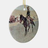 テキサス州の引きずる長角牛(キャンバスの油) セラミックオーナメント (右)