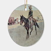 テキサス州の引きずる長角牛(キャンバスの油) セラミックオーナメント (左)