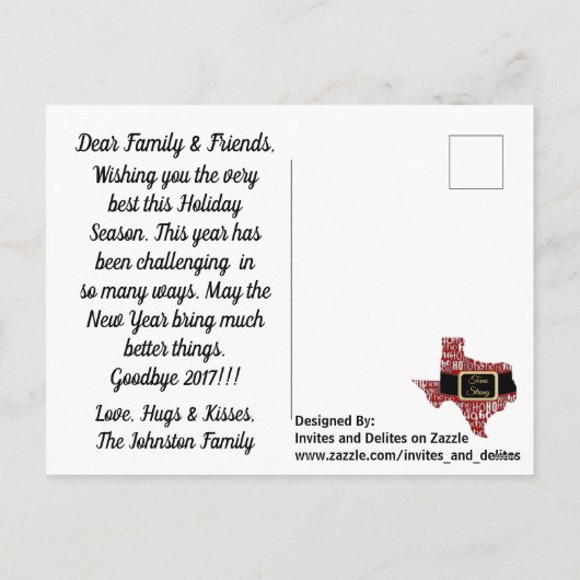 テキサス州の強い州の写真のクリスマスの郵便はがき シーズンポストカード (裏面)