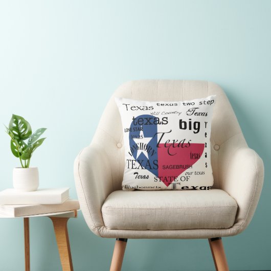 テキサス州の愛単語雲+テキサス州のハート形の旗 クッション (椅子)
