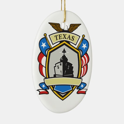 テキサス州の戦艦の紋章のレトロ セラミックオーナメント (右)