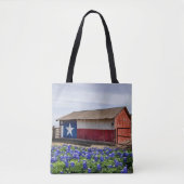 テキサス州の旗およびBluebonnetsのトートバックが付いている納屋 トートバッグ (正面)