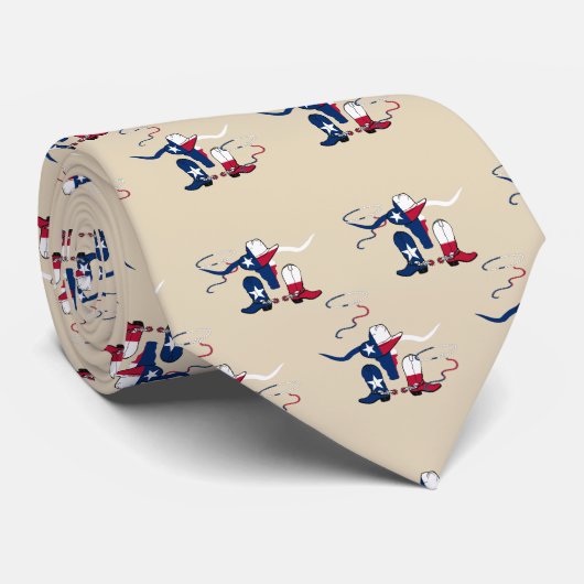 テキサス州の旗の雄牛の頭部W/Hatはロープをあらゆる   色追い出します ネクタイ (ロール)