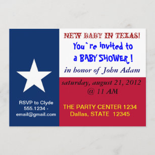 テキサス州の旗を持つベビーシャワーの招待状 招待状
