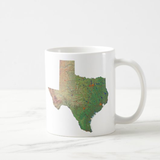 テキサス州の旗 + 地図のマグ コーヒーマグカップ (右)