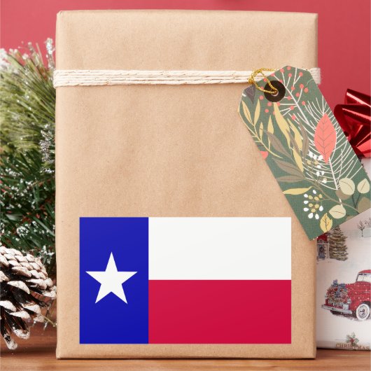 テキサス州の旗 長方形シール (クリスマス)