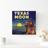 テキサス州の月の柑橘類の木枠のラベル スクエア壁時計 (ホーム)