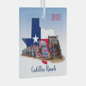 テキサス州の概要とキャディラック・ランチ ガラスオーナメント (正面右)