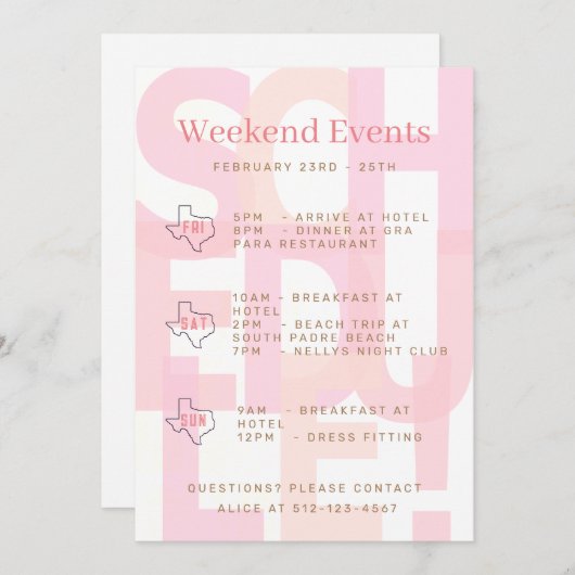 テキサス州の独身最後の週末イベント招待状 招待状 (正面/裏面)