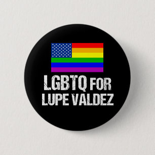 テキサス州の知事2018年としてLupe ValdezのためのLGBTQ 缶バッジ