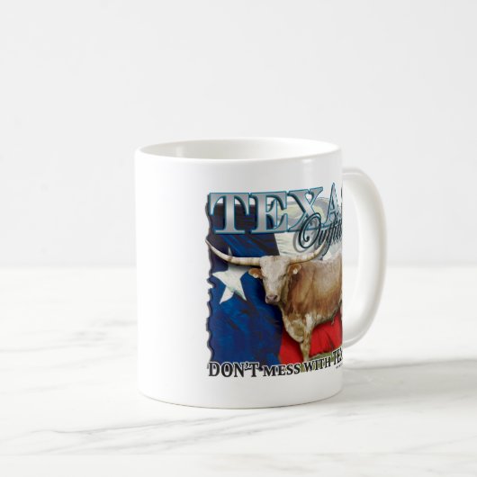 テキサス州の装身具商の長角牛のマグ コーヒーマグカップ (正面右)