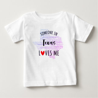 テキサス州の誰かが私を愛するマップベビーTシャツ ベビーTシャツ