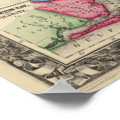 テキサス州の郡地図 ポスター (角)