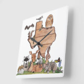 テキサス州の野性生物 スクエア壁時計 (傾斜)