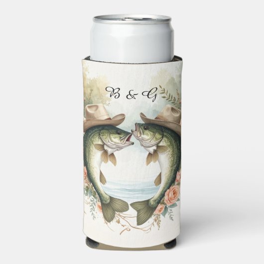 テキサス州の釣り ウェディング スリム缶クーラー (Seltzer正面)