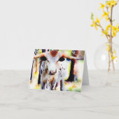 テキサス州の長角牛のメッセージカード カード (黄色い花)