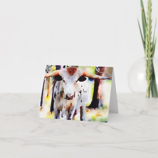 テキサス州の長角牛のメッセージカード カード (正面)