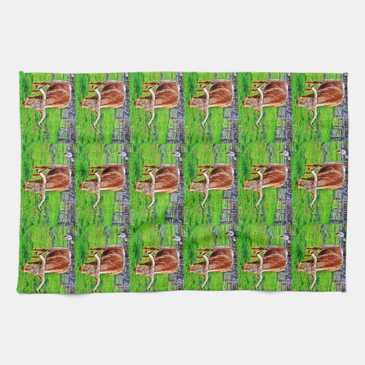 テキサス州の長角牛の台所タオル キッチンタオル (横)