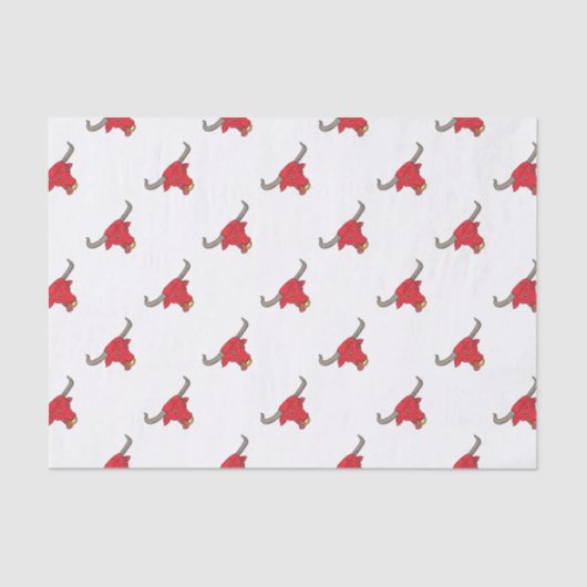 テキサス州の長角牛の赤いBullのスケッチ 薄葉紙 (正面)