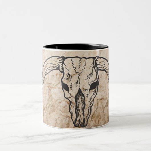 テキサス州の長角牛のBullのスカル ツートーンマグカップ (中央)