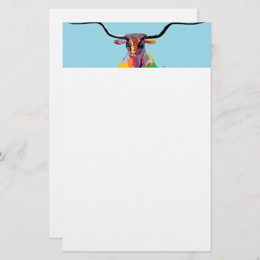 テキサス州の長角牛 便箋 (正面/裏面)